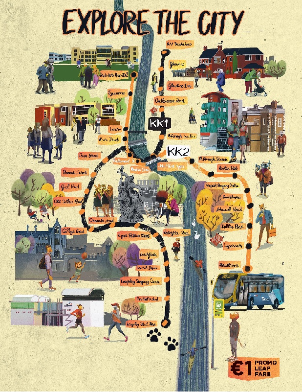 City Bus Service Artistic Map